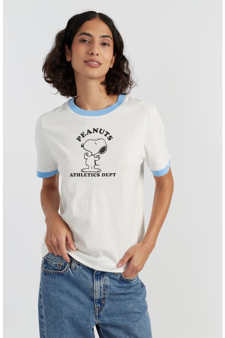 Snoopy Athletics Graphic Cotton Tee, Main, color, Cream