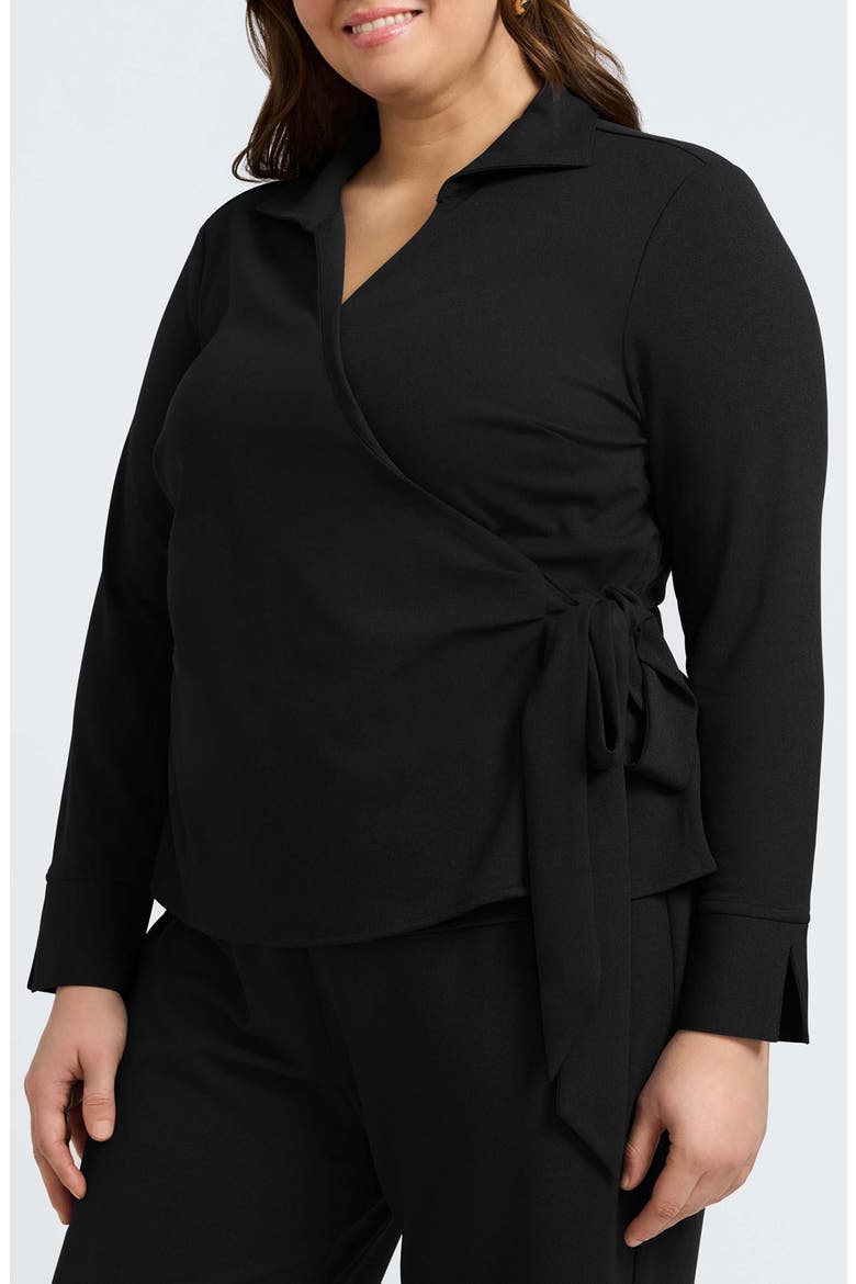 Rosie Wrap Crepe Top, Main, color, BLACK
