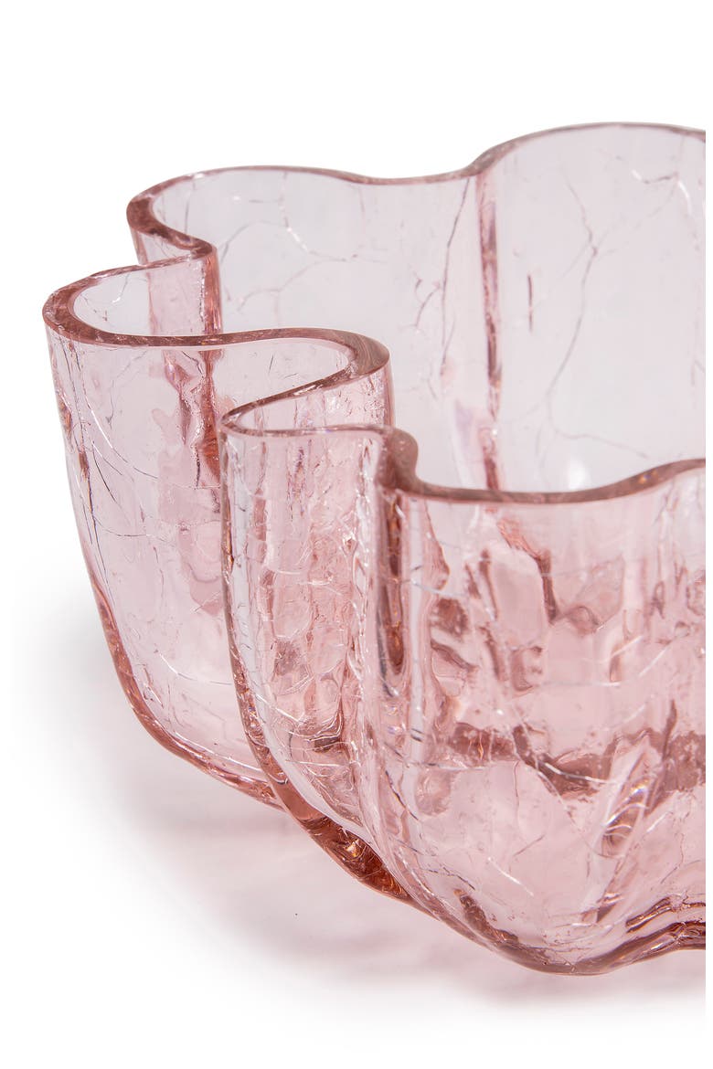 Crackle Pink Glass Bowl, Alternate, color, PINK