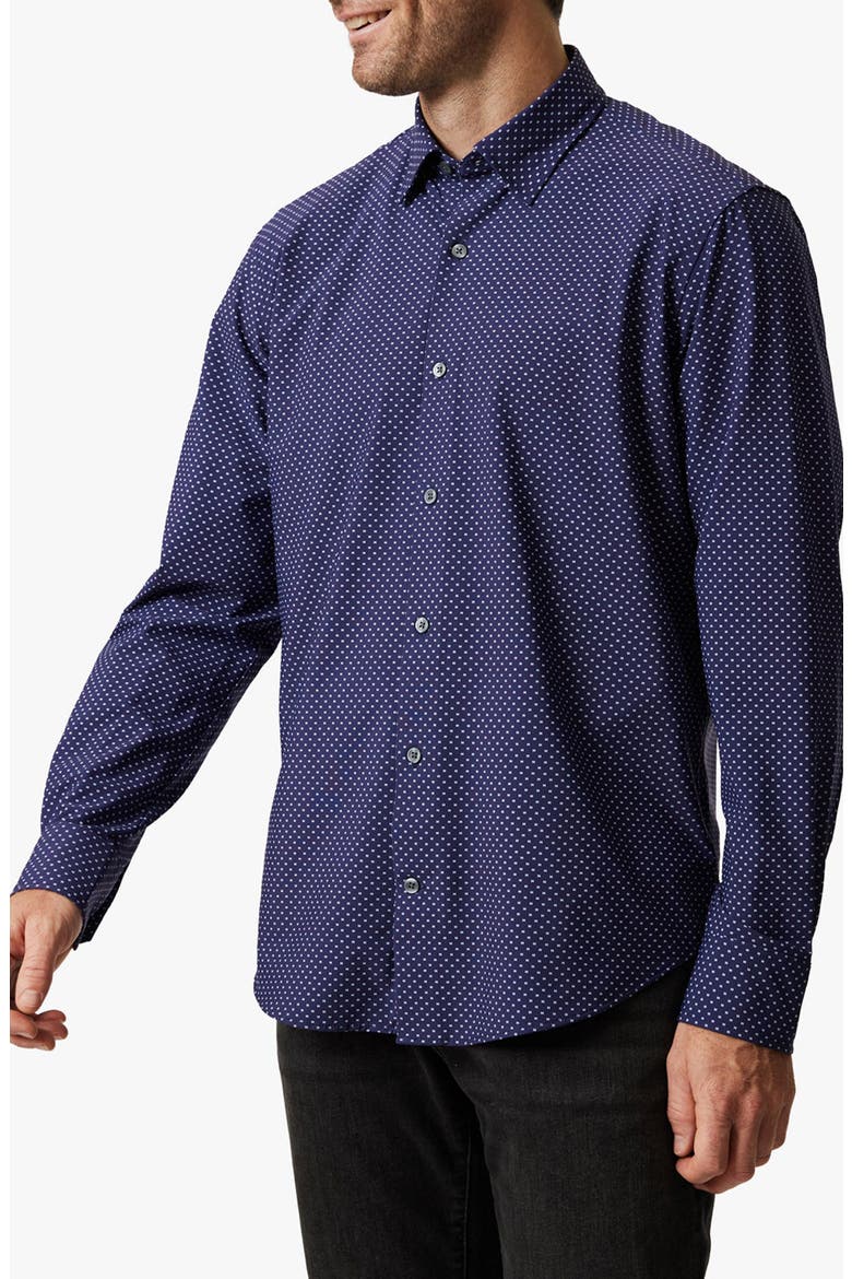 Crystal Button-Up Shirt, Alternate, color, NAVY