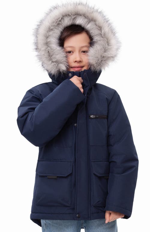 Rokka&rolla Kids' Parka Coat With Detachable Trim In Brown