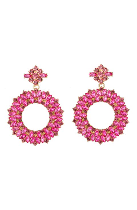 Stephanie Hot Pink Loop Drop Earrings