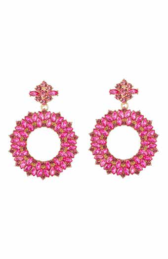 Stephanie Hot Pink Loop Drop Earrings