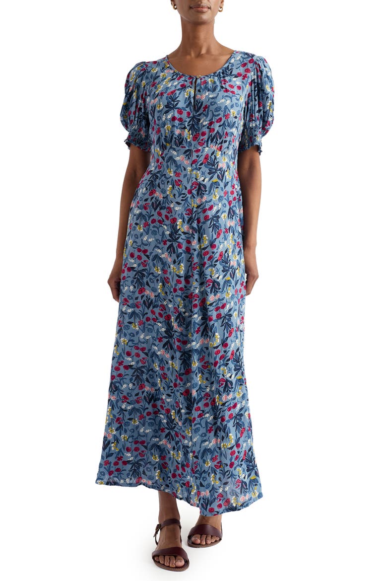 Marsh Violet Floral Dress, Main, color, SPRING STEMS SEASCAPE MIX