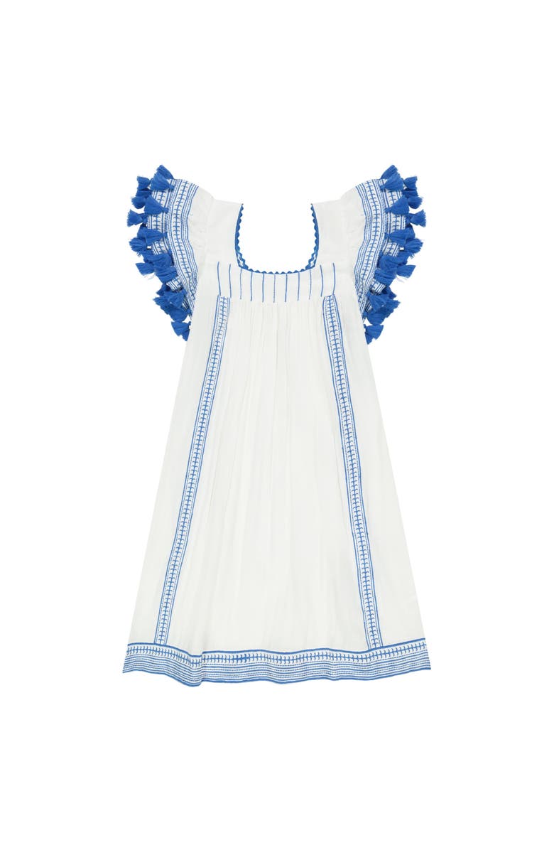 Mer St. Barth Mini Sandrine Women's Dress Lapis Blue Embroidery, Main, color, Blue