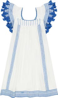 Mer St. Barth Mini Sandrine Women's Dress Lapis Blue Embroidery
