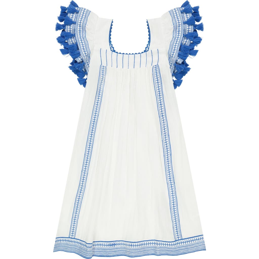 Mer St. Barth Dress Lapis Blue Embroidery In Blue
