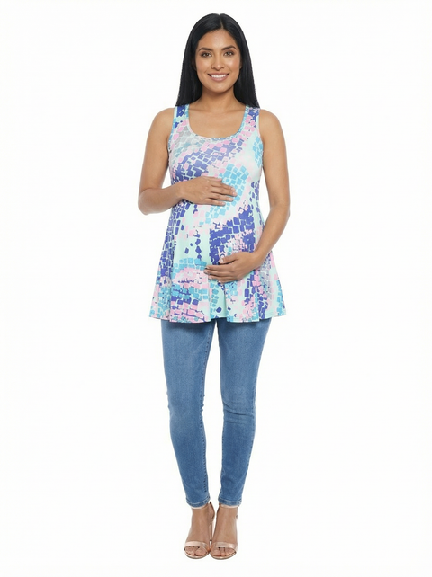Matenity Abstract Scoop Neck Tunic Tank Top