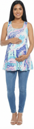 24seven Comfort Apparel Matenity Abstract Scoop Neck Tunic Tank Top