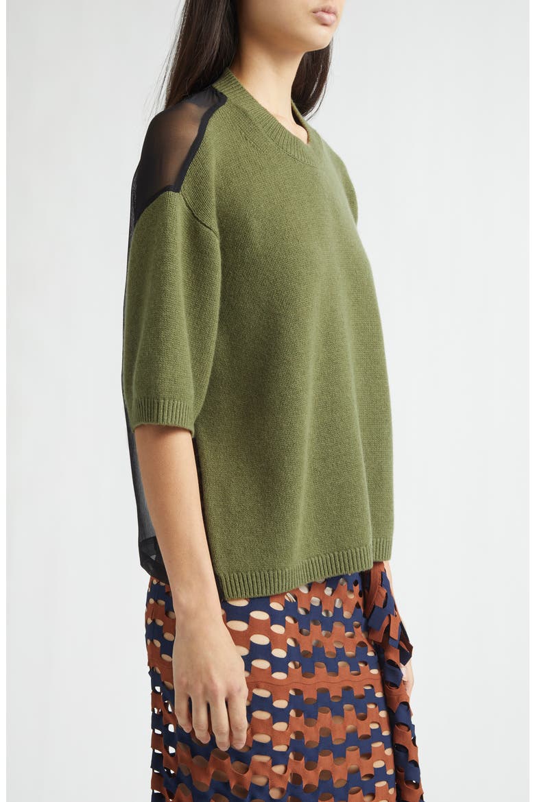 Viola Mixed Media Sweater, Alternate, color, OLIVE