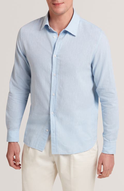 Prynn Regular Fit Linen & Cotton Button-Up Shirt