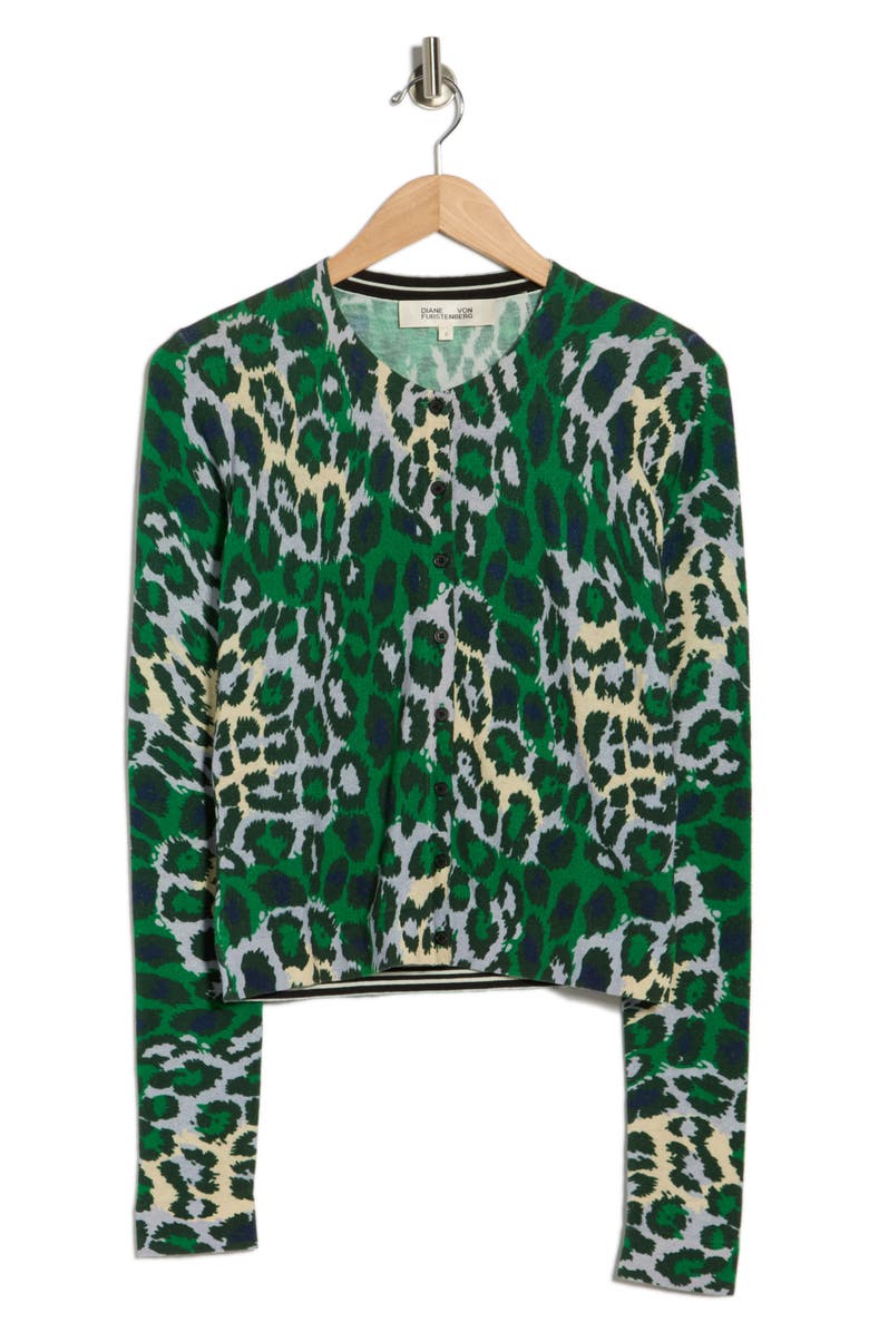 Diane von Furstenberg Roma Cardigan, Main, color, Jungle Cat Large Printed