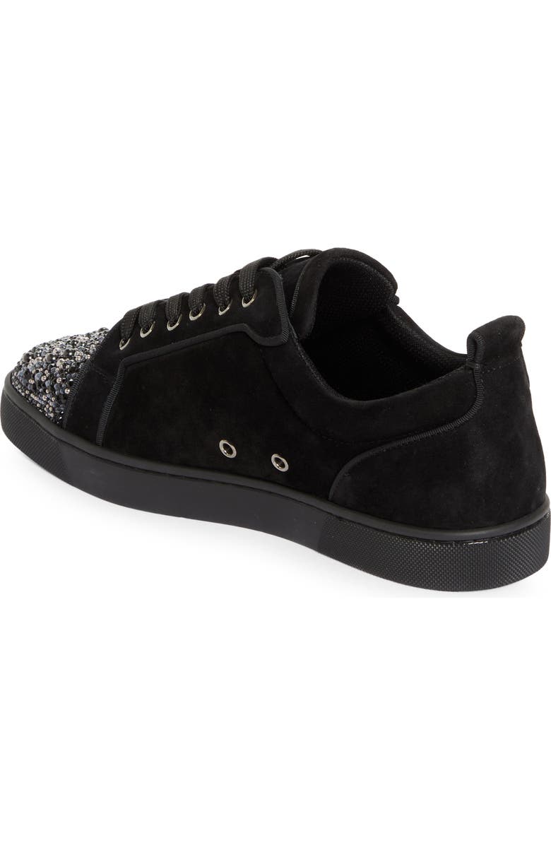 Christian Louboutin Louis Junior Embellished Cap Toe Sneaker, Alternate, color, Black