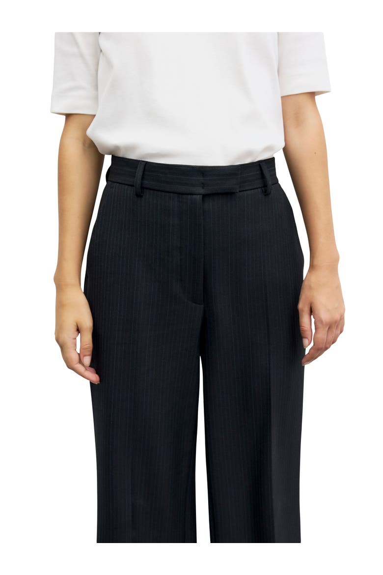Mimi Pinstripe Wide Pants, Alternate, color, Black