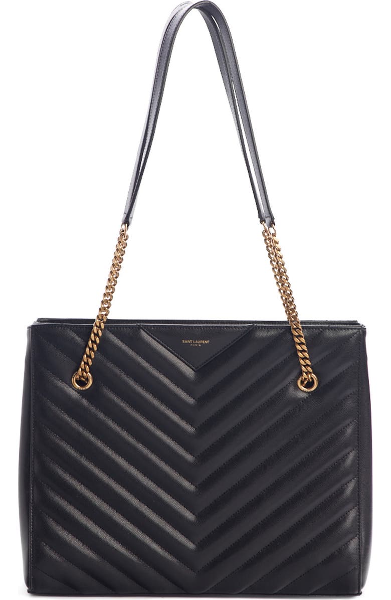 Saint Laurent Medium Tribeca Quilted Calfskin Leather Tote, Main, color,