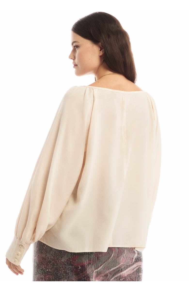 June + Vie Boat Neck Balloon-Sleeve Blouse, Alternate, color, Warm Cream
