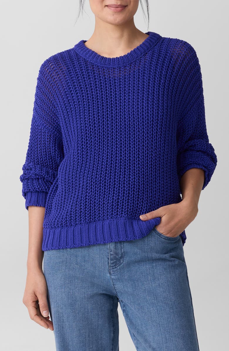 Eileen Fisher Crewneck Organic Cotton Sweater, Main, color, Royal
