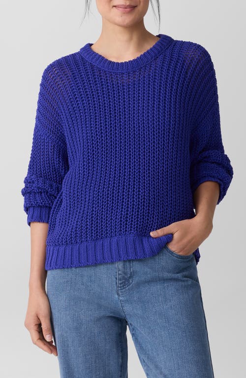 Eileen Fisher Peruvian Organic Cotton Cord Crew Neck Top In Blue