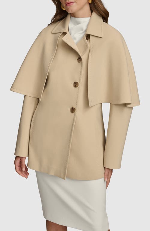 Donna Karan New York Water Repellent Crepe Raincoat With Cape In Ivory