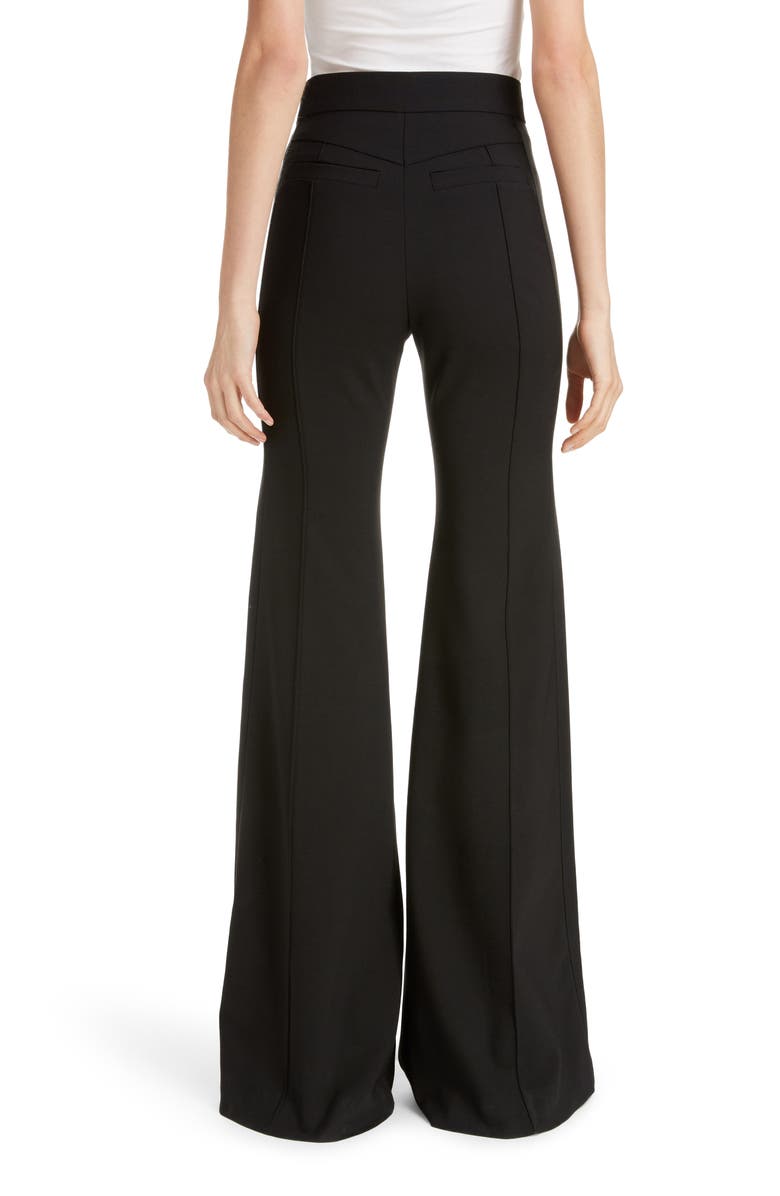 Chloé Side Stripe Pintucked Stretch Wool Flare Pants, Alternate, color, 
