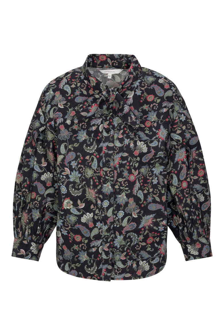 Aurelia Stretch Linen Top, Alternate, color, Navy Multi