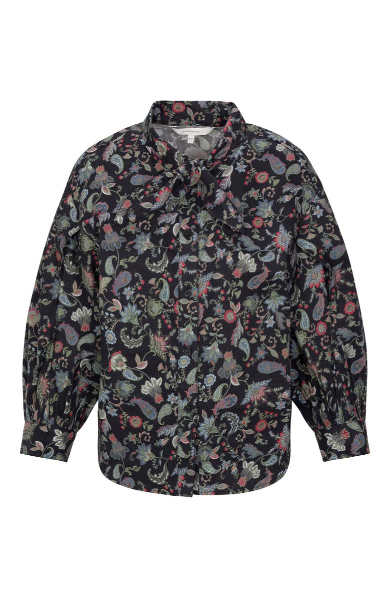 Rebecca Taylor Aurelia Stretch Linen Top, Alternate, color, Navy Multi