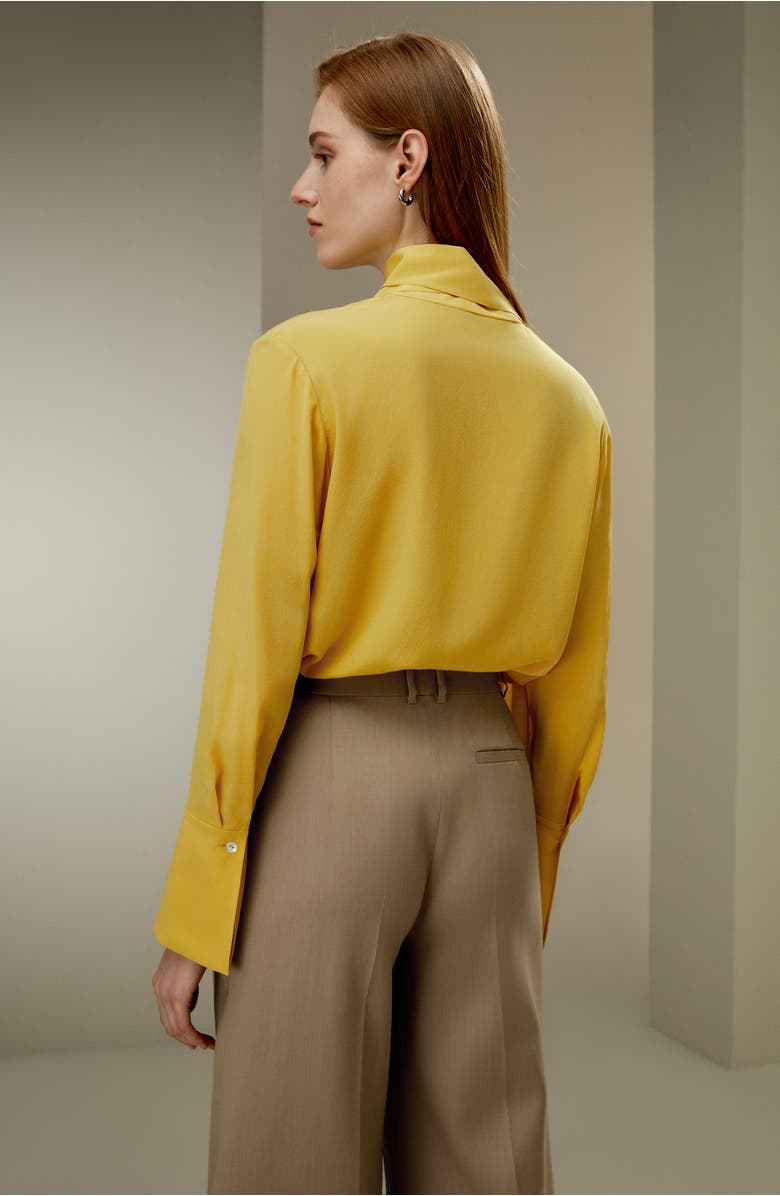 Lilysilk Flowing Draped Tie-Neck Silk Blouse, Alternate, color, Ginger