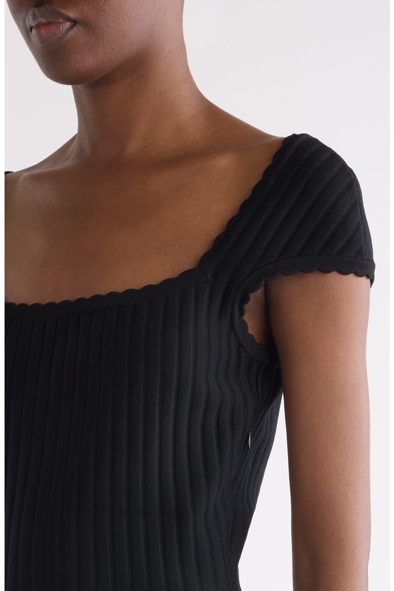Cap Sleeve Knit Fit & Flare Dress, Alternate, color, BLACK