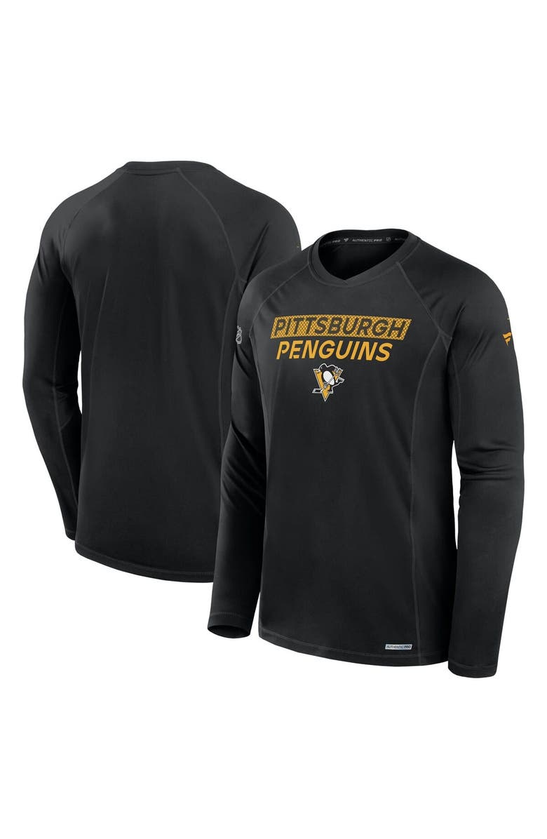 FANATICS Men's Fanatics Black Pittsburgh Penguins Authentic Pro Rink Tech Long Sleeve T-Shirt, Main, color, Black