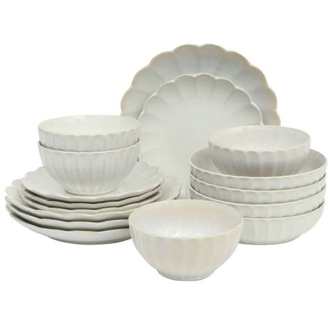 Malibu Shore 16-Piece Stoneware Plates and Bowls Dinnerware Set