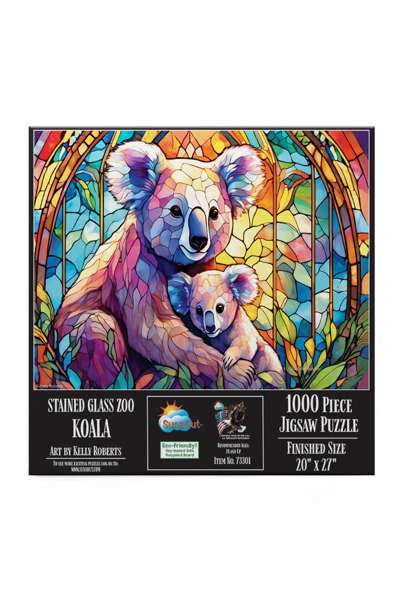 Stained Glass Zoo Koala 1000 piece Jigsaw Puzzle for Adults, Alternate, color, Multicolor