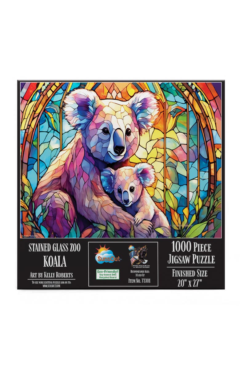 Sunsout Stained Glass Zoo Koala 1000 piece Jigsaw Puzzle for Adults, Alternate, color, Multicolor