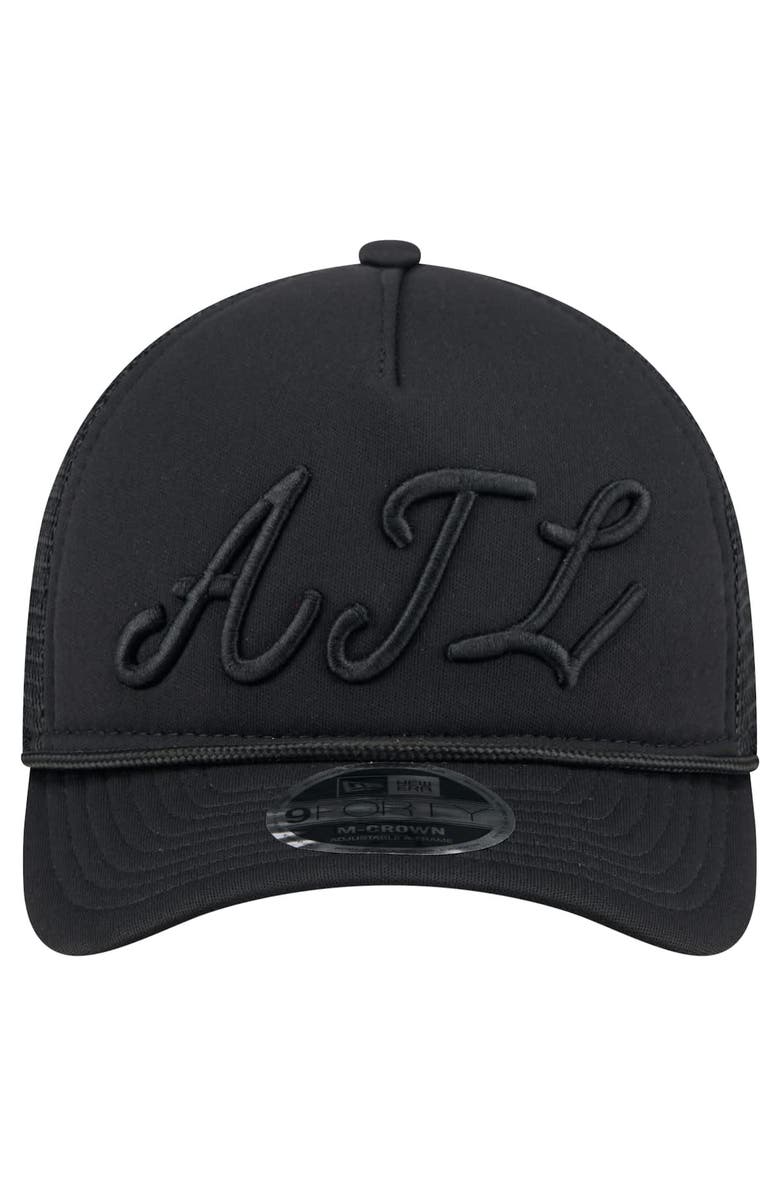 New Era Men's New Era Black Atlanta Braves City Initial 9FORTY A-Frame M-Crown Adjustable Trucker Hat, Alternate, color, 