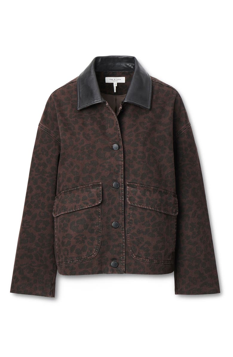rag & bone Natalia Leopad Print Cotton Jacket, Alternate, color, Espresso/ Leopard Print