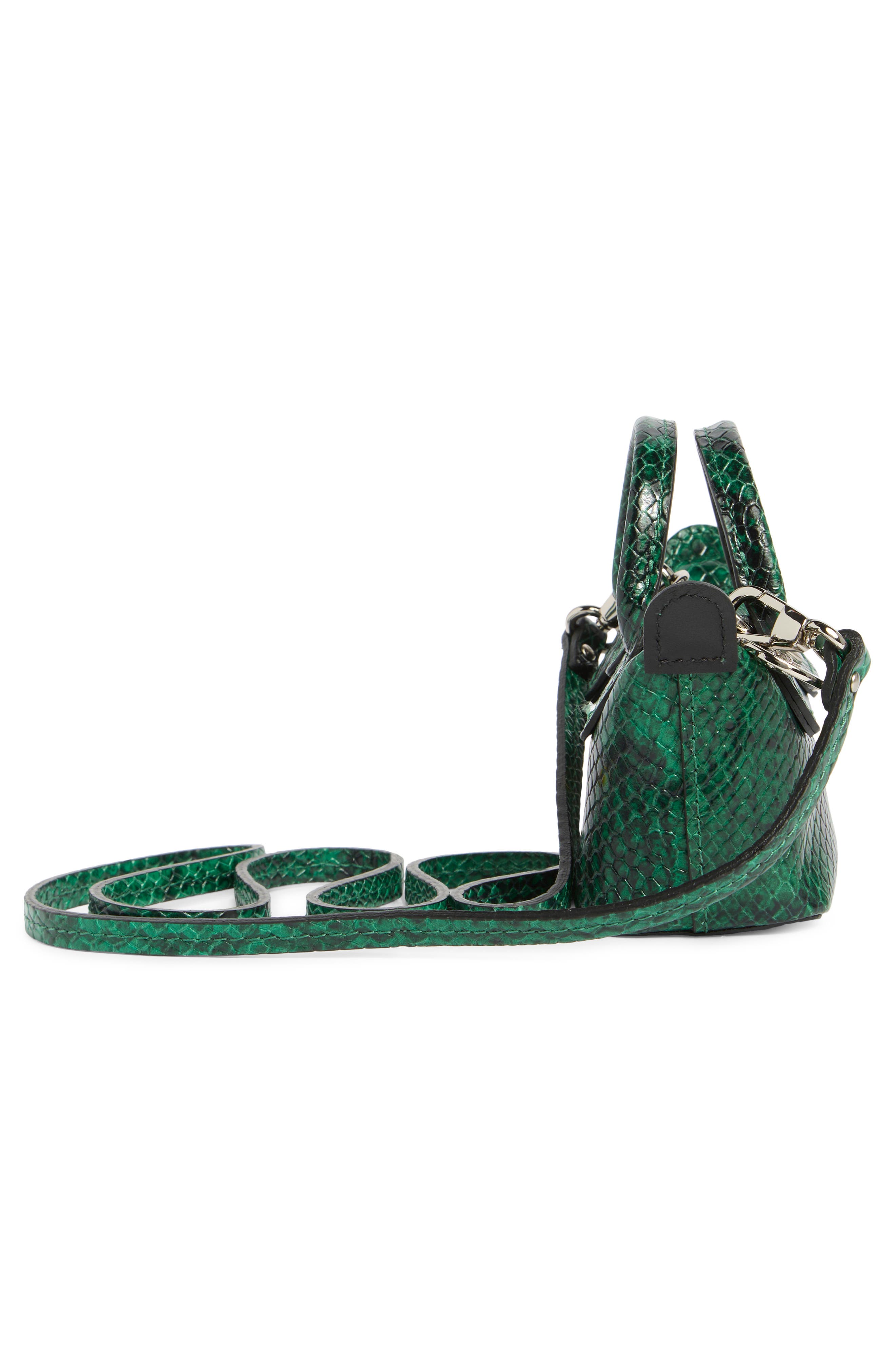 Longchamp Le Pliage Cuir Croc Embossed Extra Small Crossbody Bag, Alternate, color, Green
