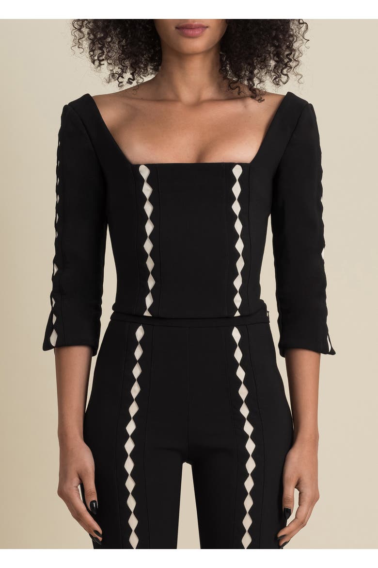 Leo Structured Sateen Cutout Top, Main, color, Black Champagne