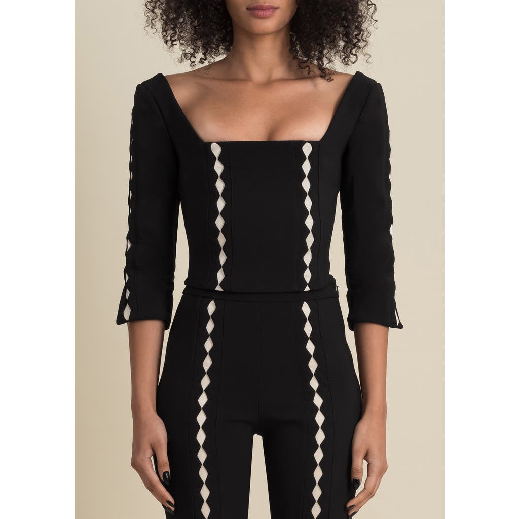 Contessa Mills Leo Structured Sateen Cutout Top In Black