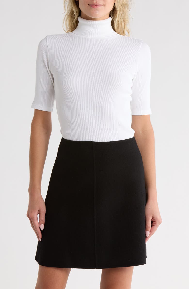 Theory Short Sleeve Turtleneck Knit Top, Main, color, White - 100