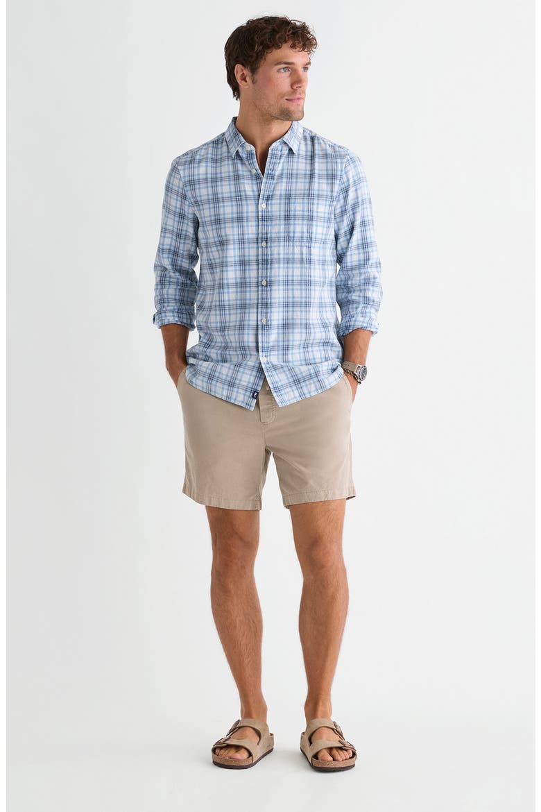 Sandstone Plaid Cotton Shirt, Alternate, color, COASTLINE