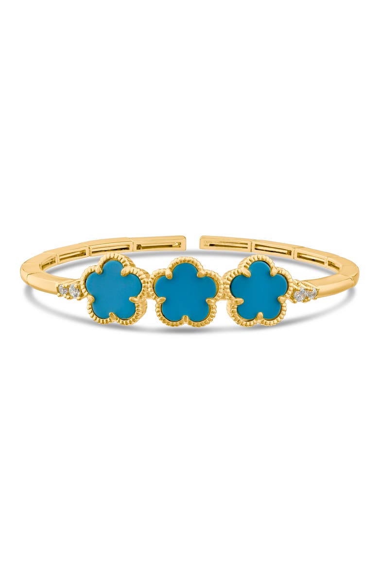 Clover Open Cuff Bracelet, Main, color, TURQUOISE/ GOLD