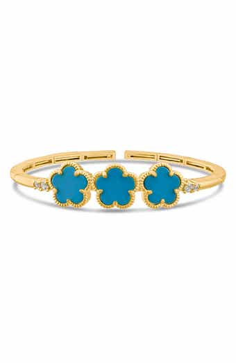 CZ by Kenneth Jay Lane Clover Open Cuff Bracelet