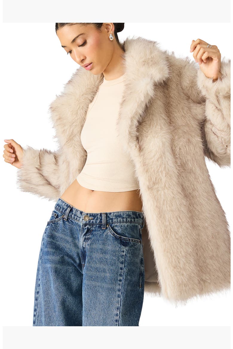 Kindra Faux Fur Coat, Alternate, color, NATURAL