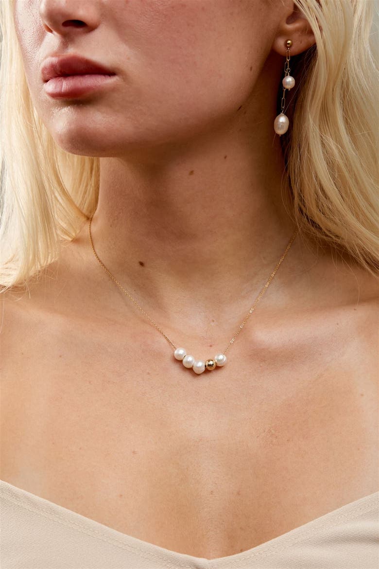 Portia Pearl Necklace, Alternate, color, Gold