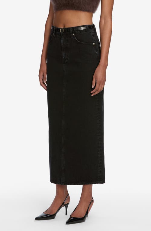 Frame The Column Denim Midi Skirt In Black