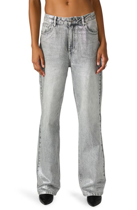 Zo Low Rise Wide Leg Jeans (Metallic Silver)