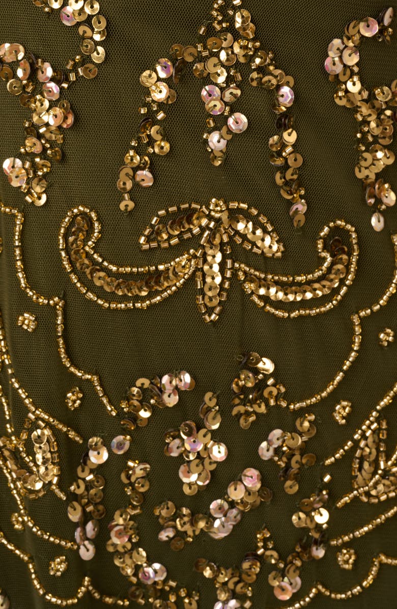 Adrianna Papell Beaded Sequin Cocktail Dress, Alternate, color, Olive