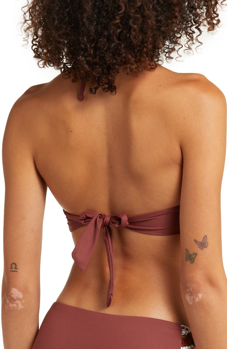 Becca Delilah Crochet Trim Halter Bikini Top, Alternate, color, 