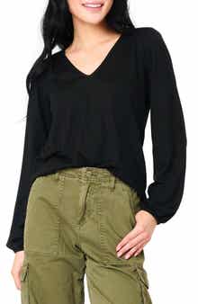 Blouson Sleeve V-Neck Sweater