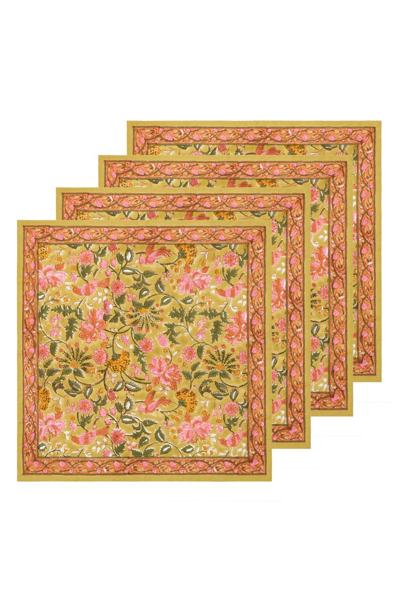 Damaris Napkins - Set of 4, Main, color, Pink, Mustard 20" x 20"