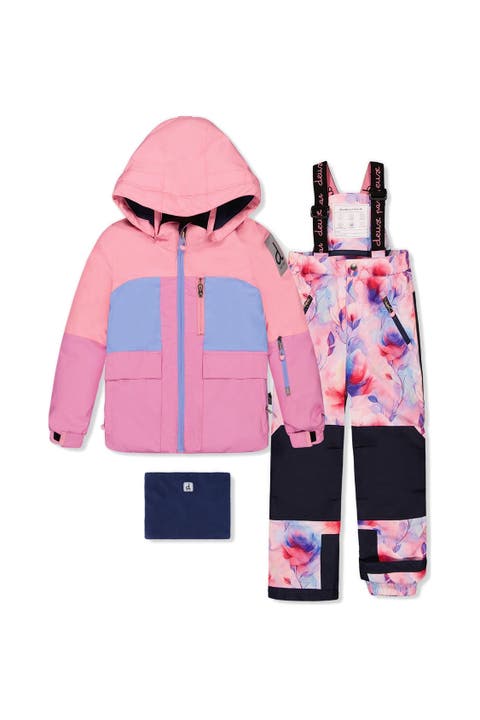 Play Colorblock Jacket & Floral Pants Two Piece Snowsuit